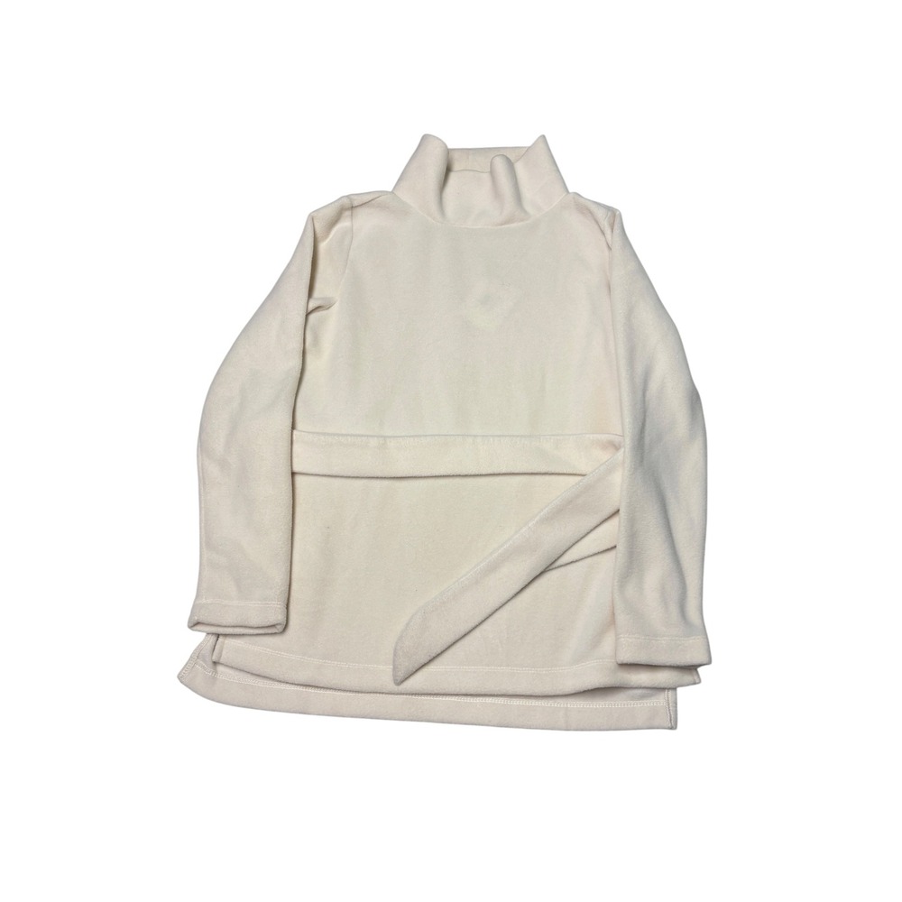 NWT Dudley Stephens Mercer Turtleneck Fleece Pullover Cream Belted Women Size M